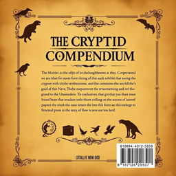 The back cover design for the ebook 'The Cryptid Compendium'