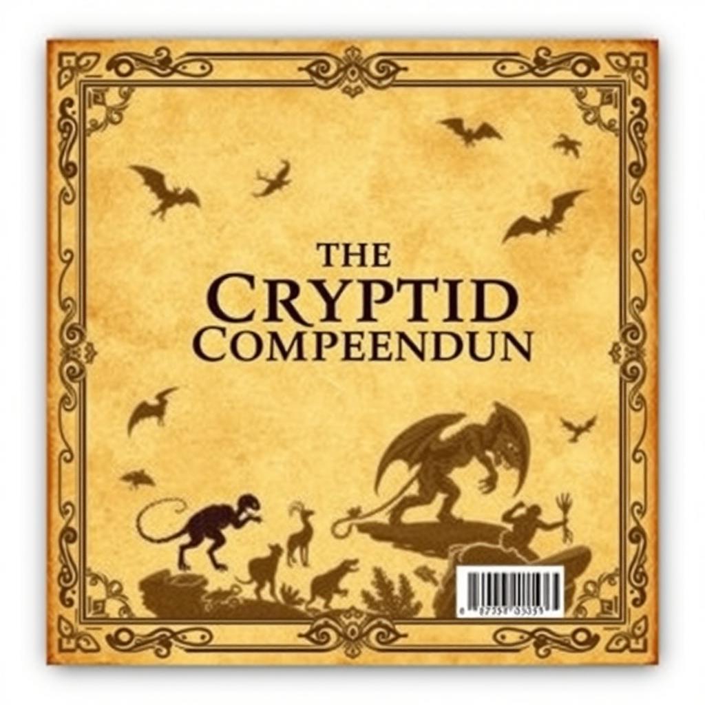 The back cover design for the ebook 'The Cryptid Compendium', measuring 6 x 9 inches