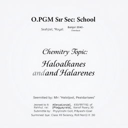 A school assignment cover page featuring the text 'O