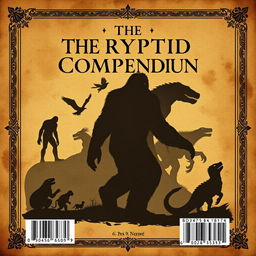 The back cover design for the ebook 'The Cryptid Compendium', measuring 6 x 9 inches