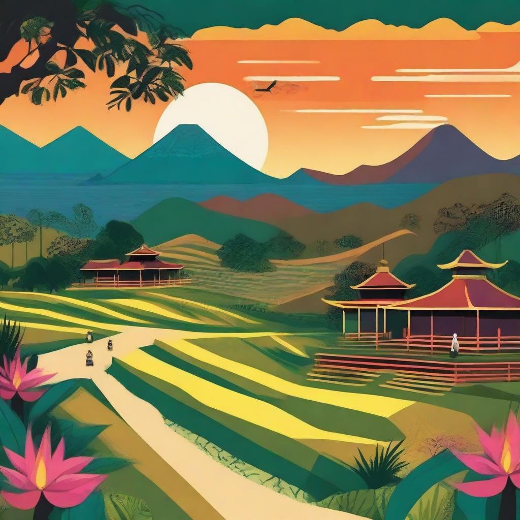 Create a high-quality digital art piece that portrays the vibrant culture of Indonesia