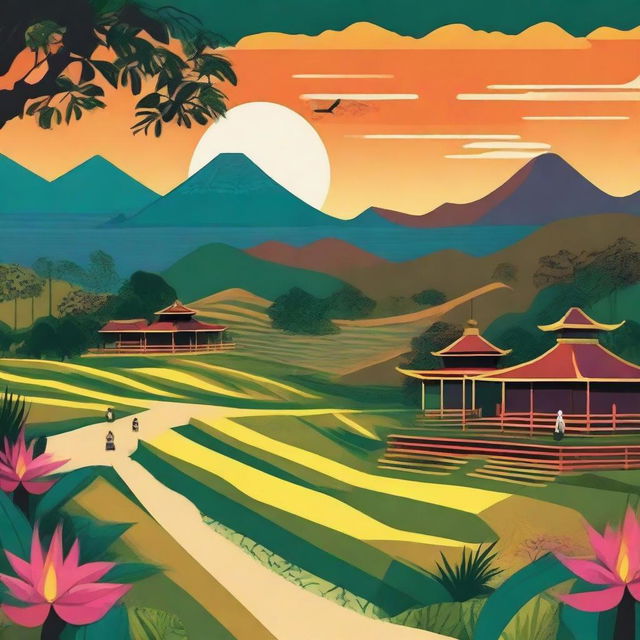 Create a high-quality digital art piece that portrays the vibrant culture of Indonesia