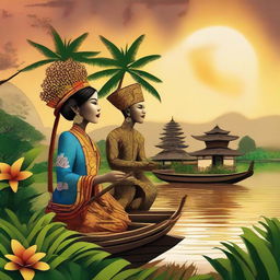 Create a high-quality digital art piece that portrays the vibrant culture of Indonesia