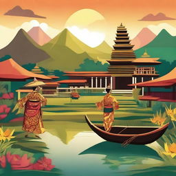 Create a high-quality digital art piece that portrays the vibrant culture of Indonesia