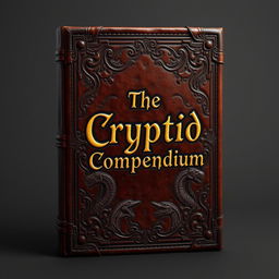 An ebook cover titled 'The Cryptid Compendium', designed to resemble an ancient leather book