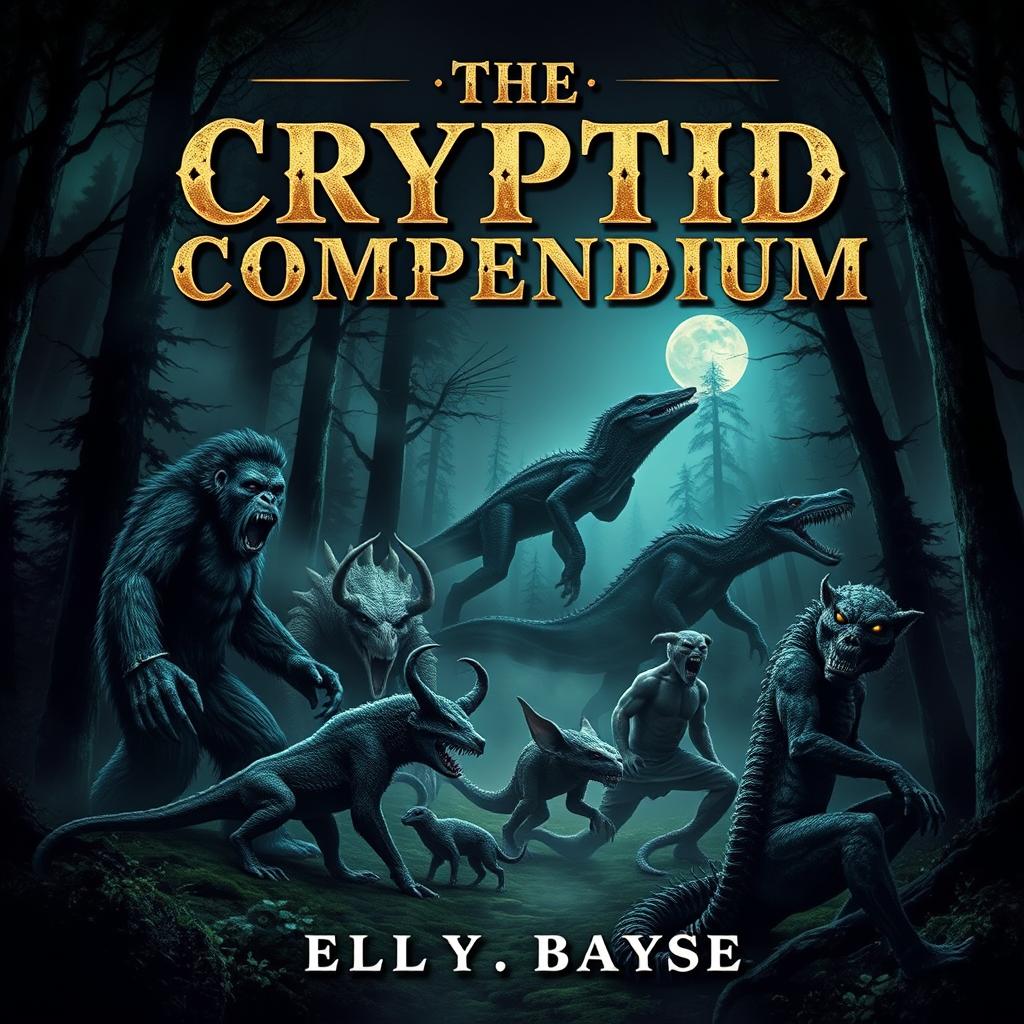 A captivating eBook cover titled 'The Cryptid Compendium'