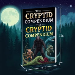 An intriguing eBook cover for 'The Cryptid Compendium', featuring an array of iconic cryptids including Bigfoot, the Loch Ness Monster, and the Jersey Devil