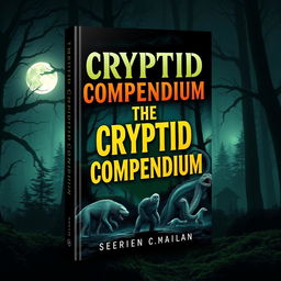 An engaging eBook cover for 'The Cryptid Compendium' showcasing an assortment of cryptids such as Bigfoot, the Loch Ness Monster, Mokele-Mbembe, and the Chupacabra