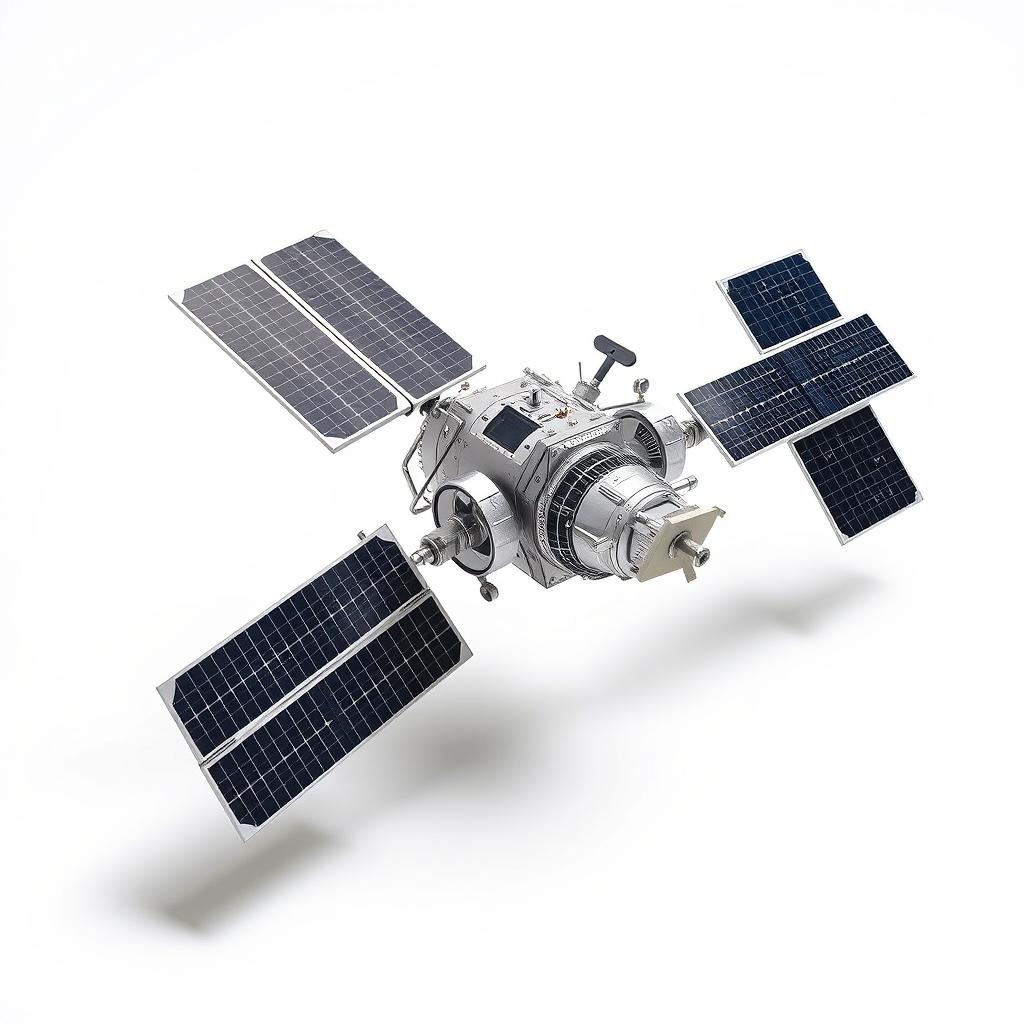 An A4-sized model of a satellite, depicted in a realistic style