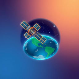 An A4-sized wallpaper design suitable for a phone, featuring a stylized satellite in orbit around Earth