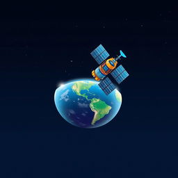 An A4-sized wallpaper design suitable for a phone, featuring a stylized satellite in orbit around Earth