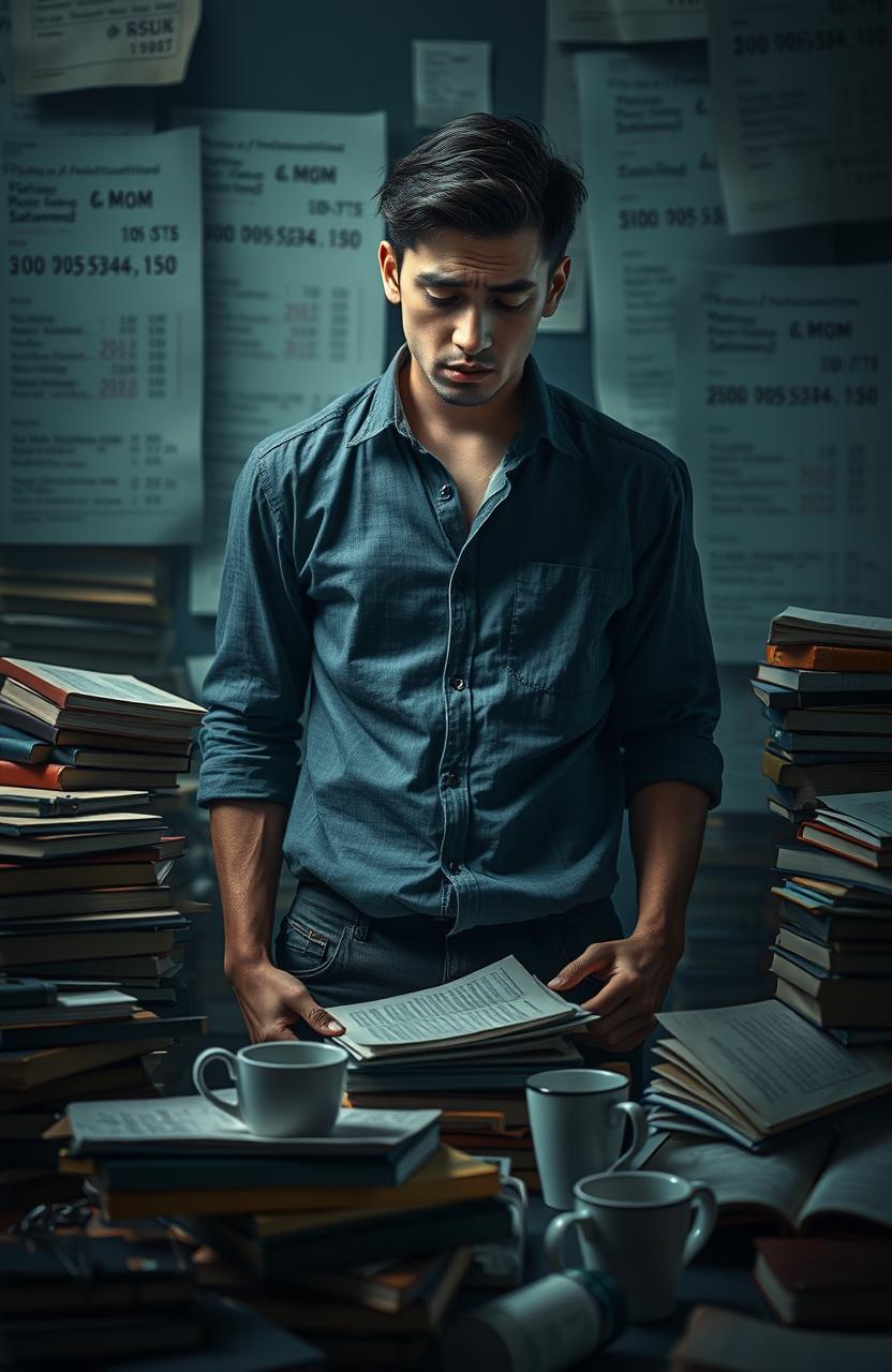 A dramatic and intense portrayal of the struggles associated with ADHD, focusing on the internal battles faced by an individual named Antonio