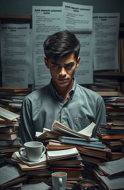 A dramatic and intense portrayal of the struggles associated with ADHD, focusing on the internal battles faced by an individual named Antonio
