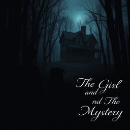 A shadowy silhouette of a boy around 16 years old and a girl approximately 12 years old holding hands, set against a dark, eerie forest backdrop