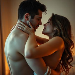 A passionate and intimate moment between a couple, capturing the raw emotions and connection between them