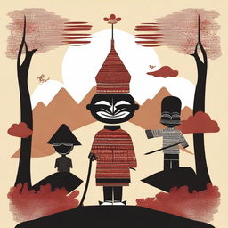 A simplistic digital art piece that encapsulates Indonesian culture