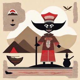 A simplistic digital art piece that encapsulates Indonesian culture