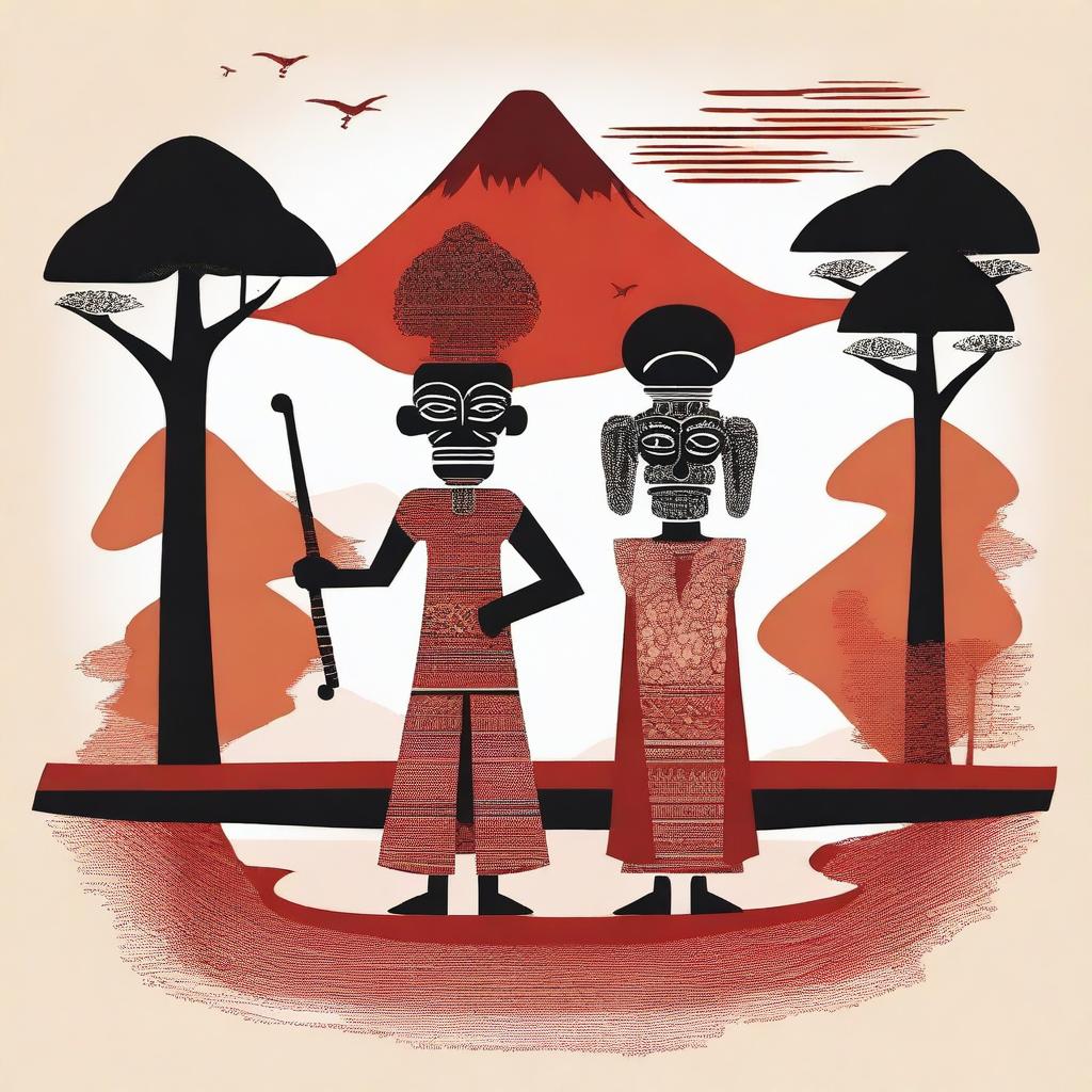 A simplistic digital art piece that encapsulates Indonesian culture