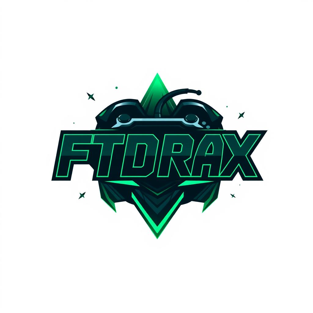 A sleek and modern logo design featuring the gamer tag "FTDrax"