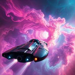 A stunning visual depiction of an otherworldly nebula filled with vibrant colors and swirling gases, showcasing a cosmic landscape in space