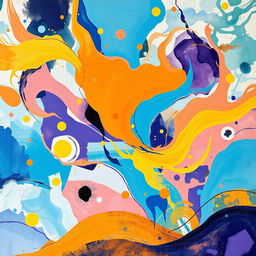 A vibrant and imaginative artistic background featuring a blend of abstract shapes and vivid colors