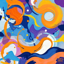 A vibrant and imaginative artistic background featuring a blend of abstract shapes and vivid colors
