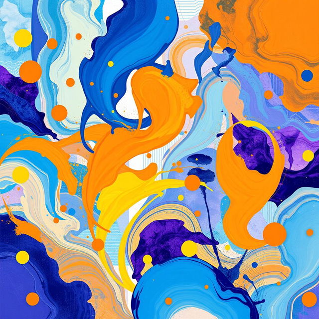 A vibrant and imaginative artistic background featuring a blend of abstract shapes and vivid colors