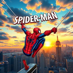 A vibrant comic book style thumbnail featuring a heroic Spider-Man in action, showcasing his iconic red and blue costume with the spider emblem