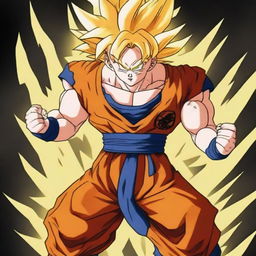 A high-quality digital art image of Goku from Dragonball Z in his Super Saiyan 3 transformation