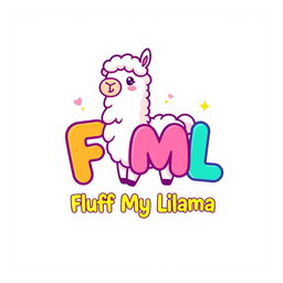 A playful and vibrant logo design featuring a stylized llama as the central character