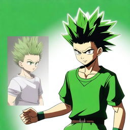 An image of Gon Freecss from Hunter x Hunter, reimagined as a real person