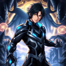 A stunning illustration of Sung Jin-Woo from the anime 'Solo Leveling'