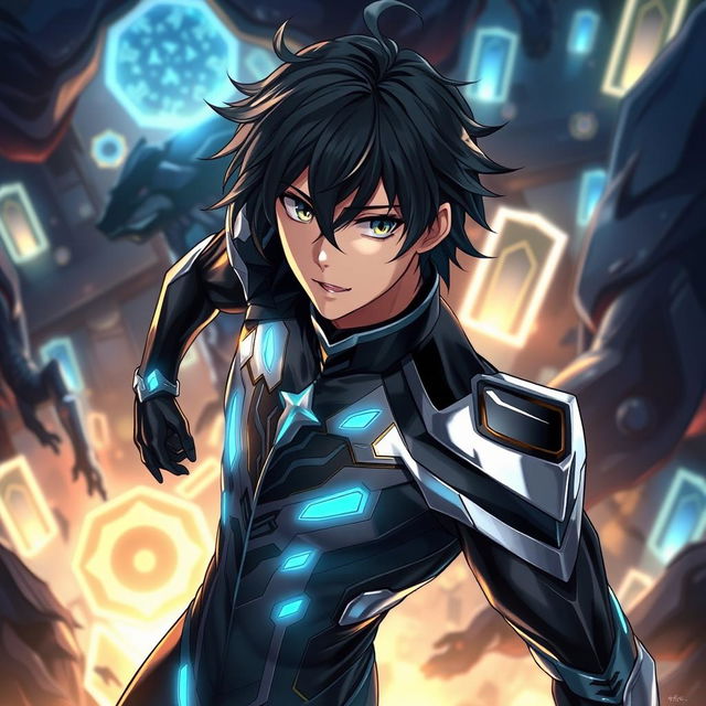 A stunning illustration of Sung Jin-Woo from the anime 'Solo Leveling'