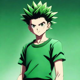 A high-quality, realistic digital art portrait of Gon Freecss from Hunter x Hunter as a real-life individual