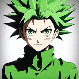 A high-quality, photographic representation of Gon Freecss from Hunter x Hunter as a real-life individual