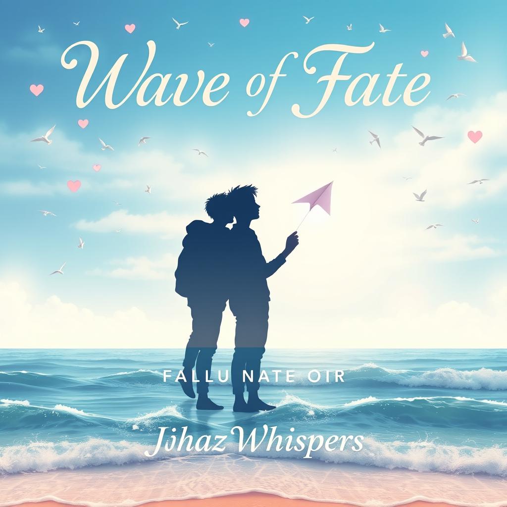 A book cover titled 'Wave of Fate' featuring soft, elegant pastel font