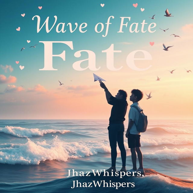 A book cover titled 'Wave of Fate' featuring soft, elegant pastel font