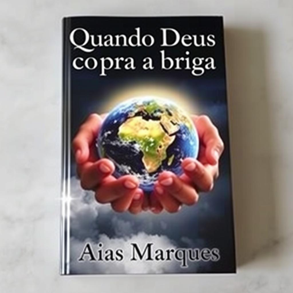 A captivating book cover featuring two hands gently holding the Earth with a soft halo of clouds surrounding them