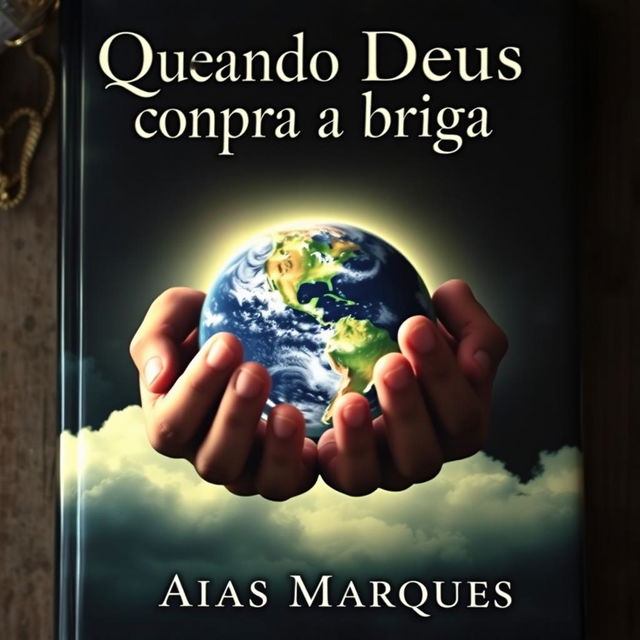 A captivating book cover featuring two hands gently holding the Earth with a soft halo of clouds surrounding them