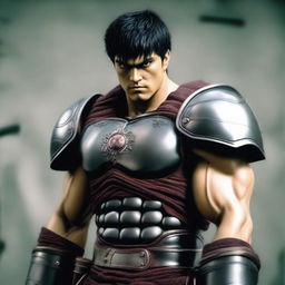 An enhanced photograph that depicts the cosplayer of Guts now with a more muscular physique