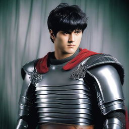 An enhanced photograph of a cosplayer dressed as Guts from Berserk, now with a more realistic-looking armor