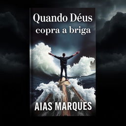 A dramatic book cover featuring a person with arms wide open on the edge of a boat in the midst of a tumultuous sea, reminiscent of the iconic Titanic scene