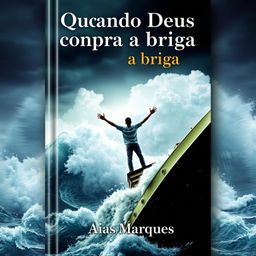 A dramatic book cover featuring a person with arms wide open on the edge of a boat in the midst of a tumultuous sea, reminiscent of the iconic Titanic scene