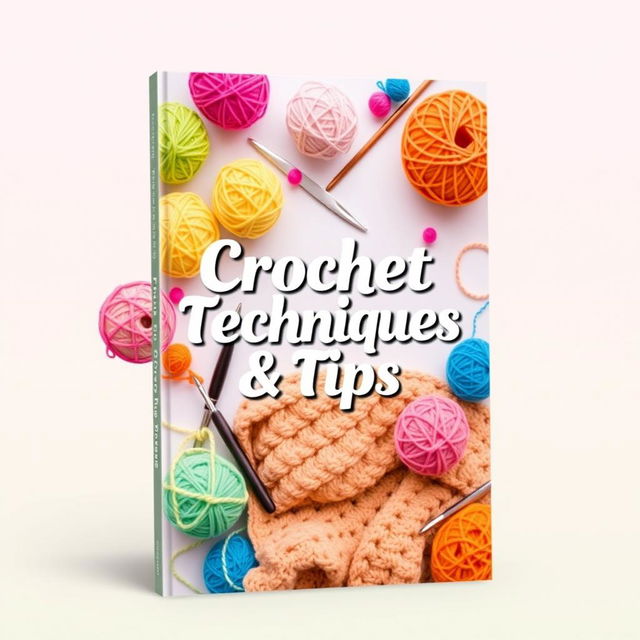 A creatively designed ebook cover for 'Crochet Techniques & Tips