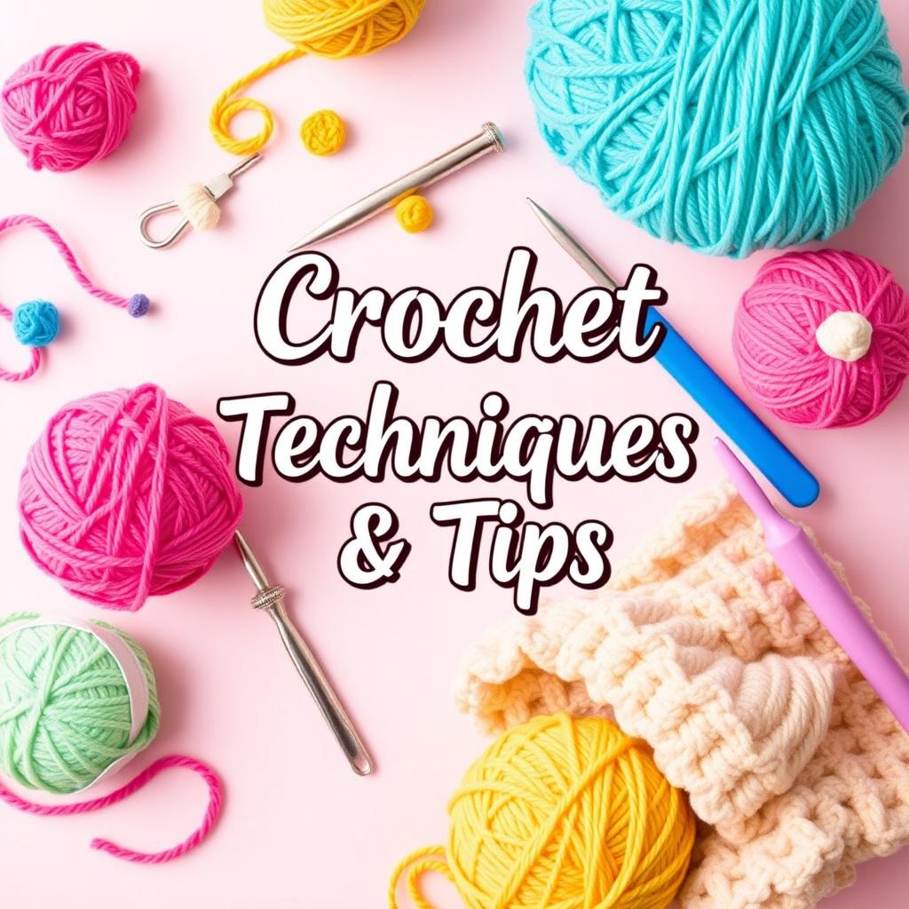 A creatively designed ebook cover for 'Crochet Techniques & Tips