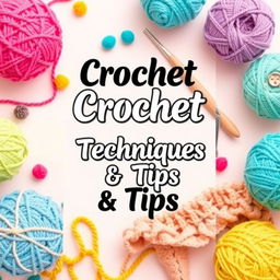 A creatively designed ebook cover for 'Crochet Techniques & Tips