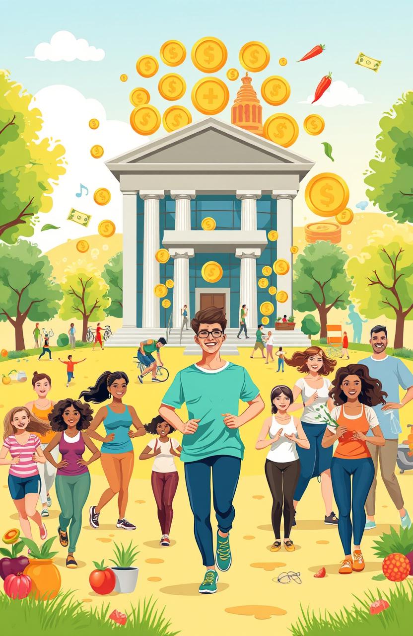 An illustration that visually represents the concept of health as a valuable resource, similar to wealth