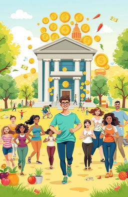 An illustration that visually represents the concept of health as a valuable resource, similar to wealth