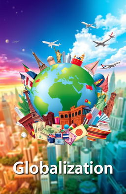 A vibrant, colorful illustration representing globalization
