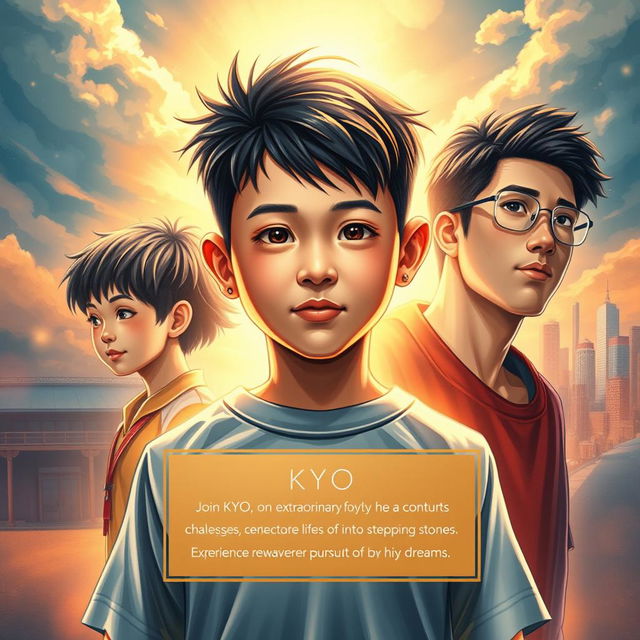 A visually stunning and inspiring depiction of KYO's life journey, showcasing his resilience and determination